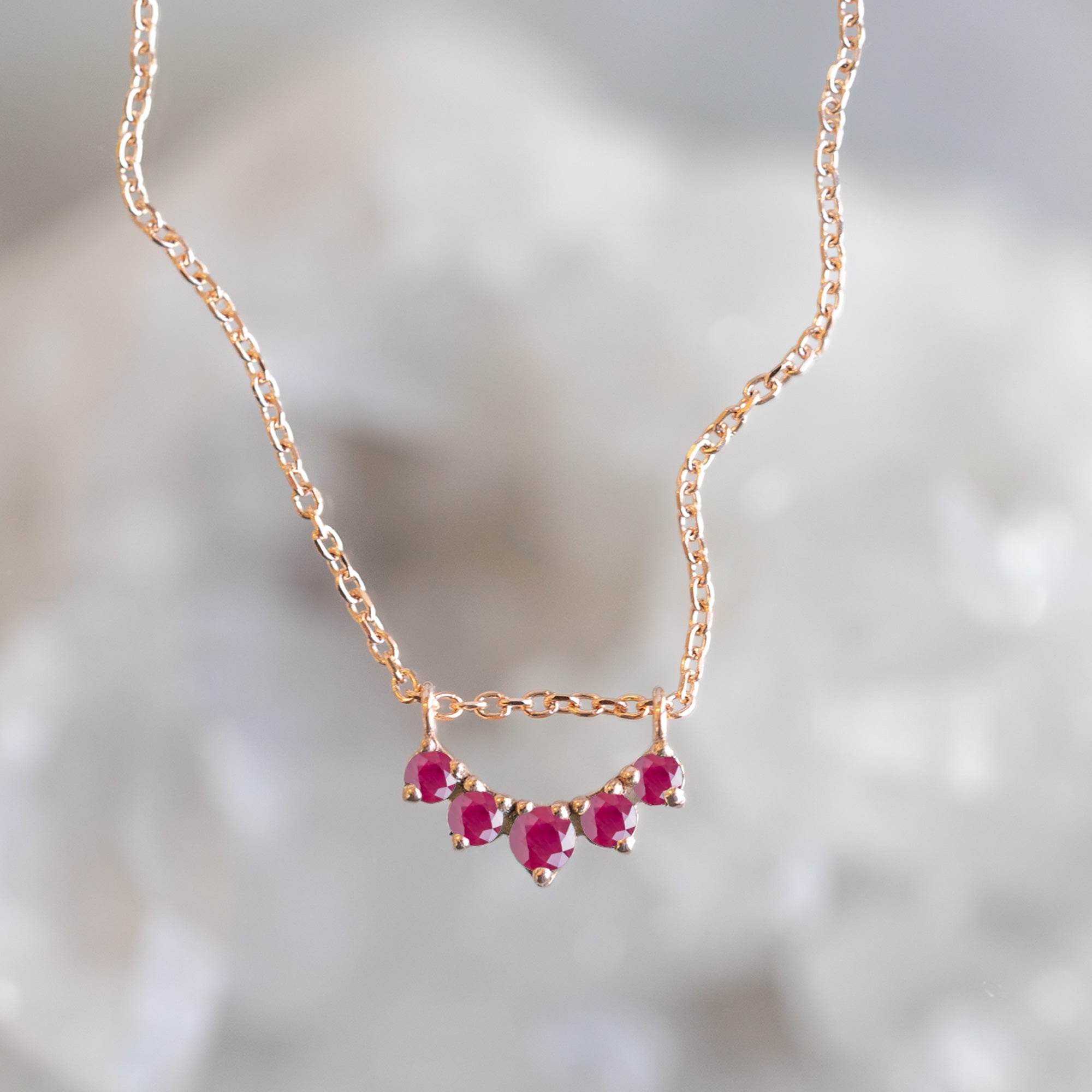 Alexis Russell Necklaces Ruby Gemstone Sunburst Necklace | Yellow, Rose or White Gold