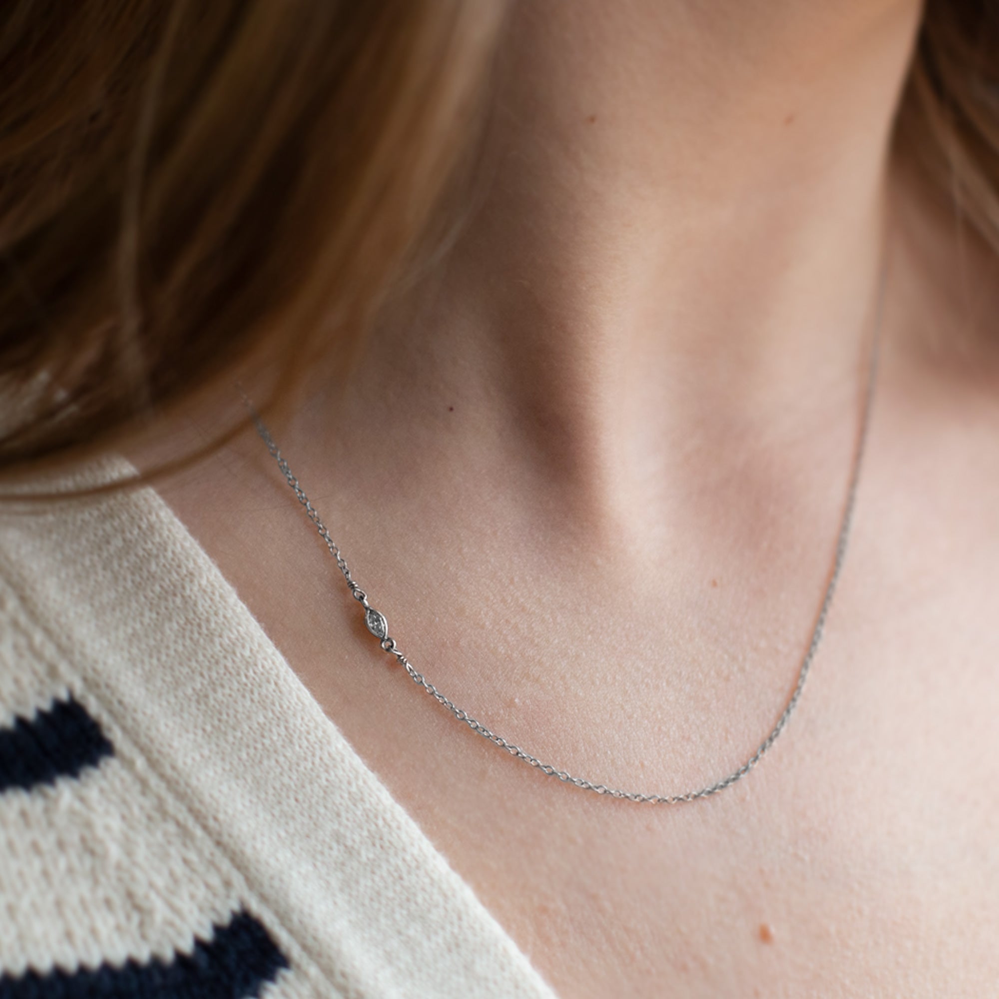 Alexis Russell Necklaces The Asymmetrical White Diamond Eye Necklace | White Gold