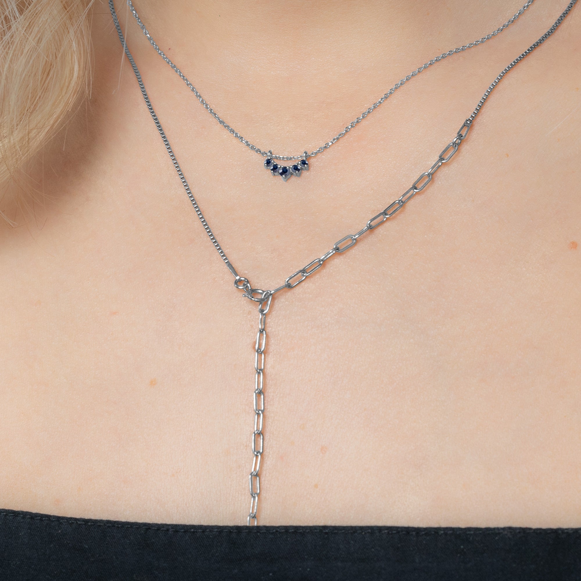 Alexis Russell Necklaces Blue Sapphire Gemstone Sunburst Necklace | Yellow, Rose or White Gold