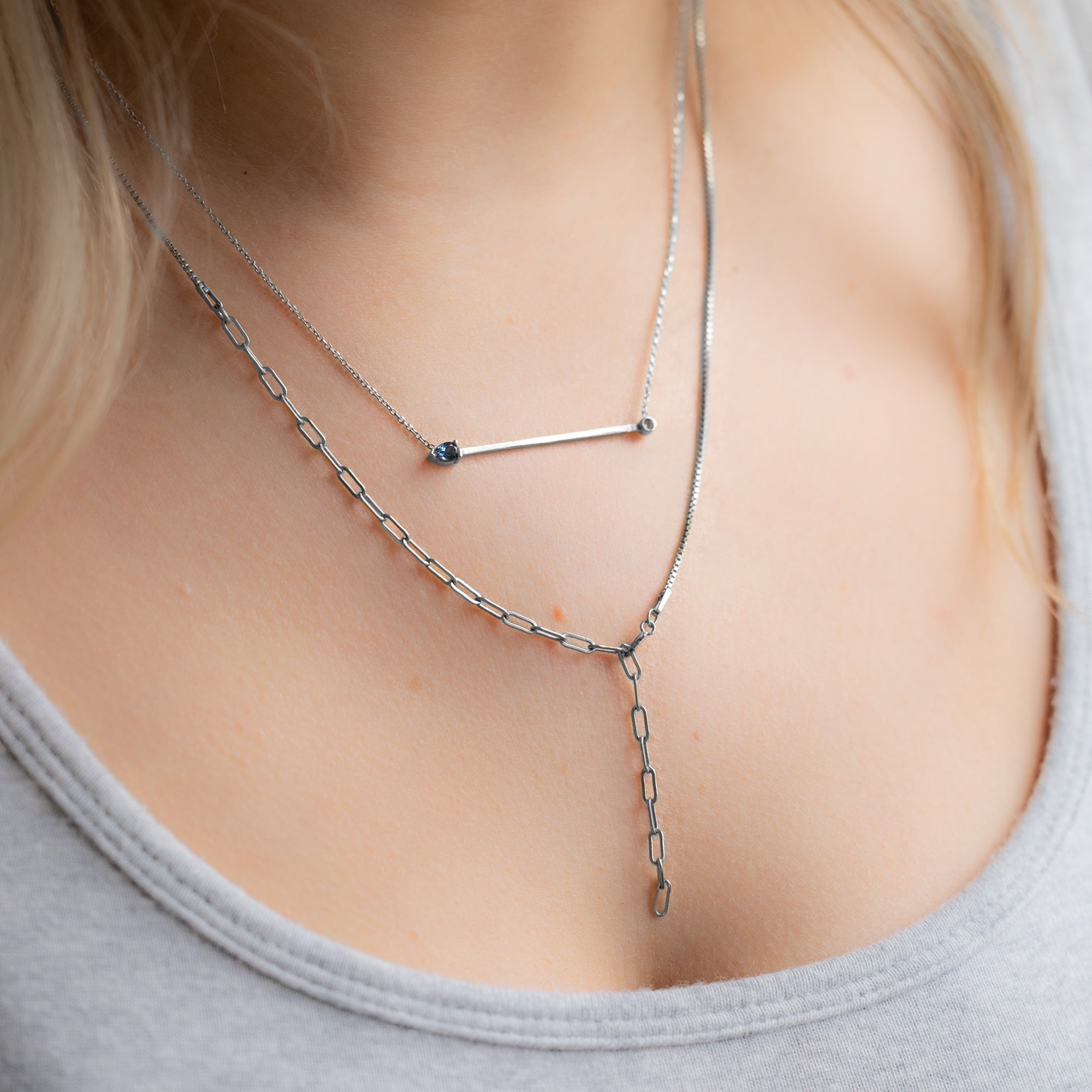 Alexis Russell Necklaces The Montana Sapphire Horizon Necklace | White Gold