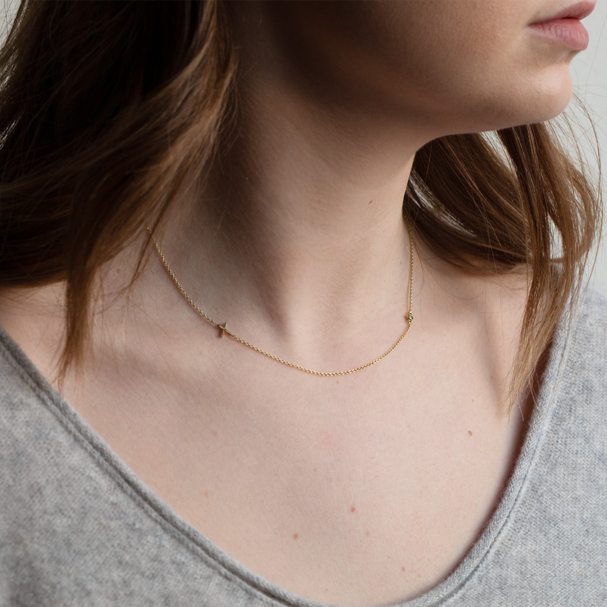 Alexis Russell Necklaces The XO' Salt and Pepper Diamond Necklace | Yellow Gold