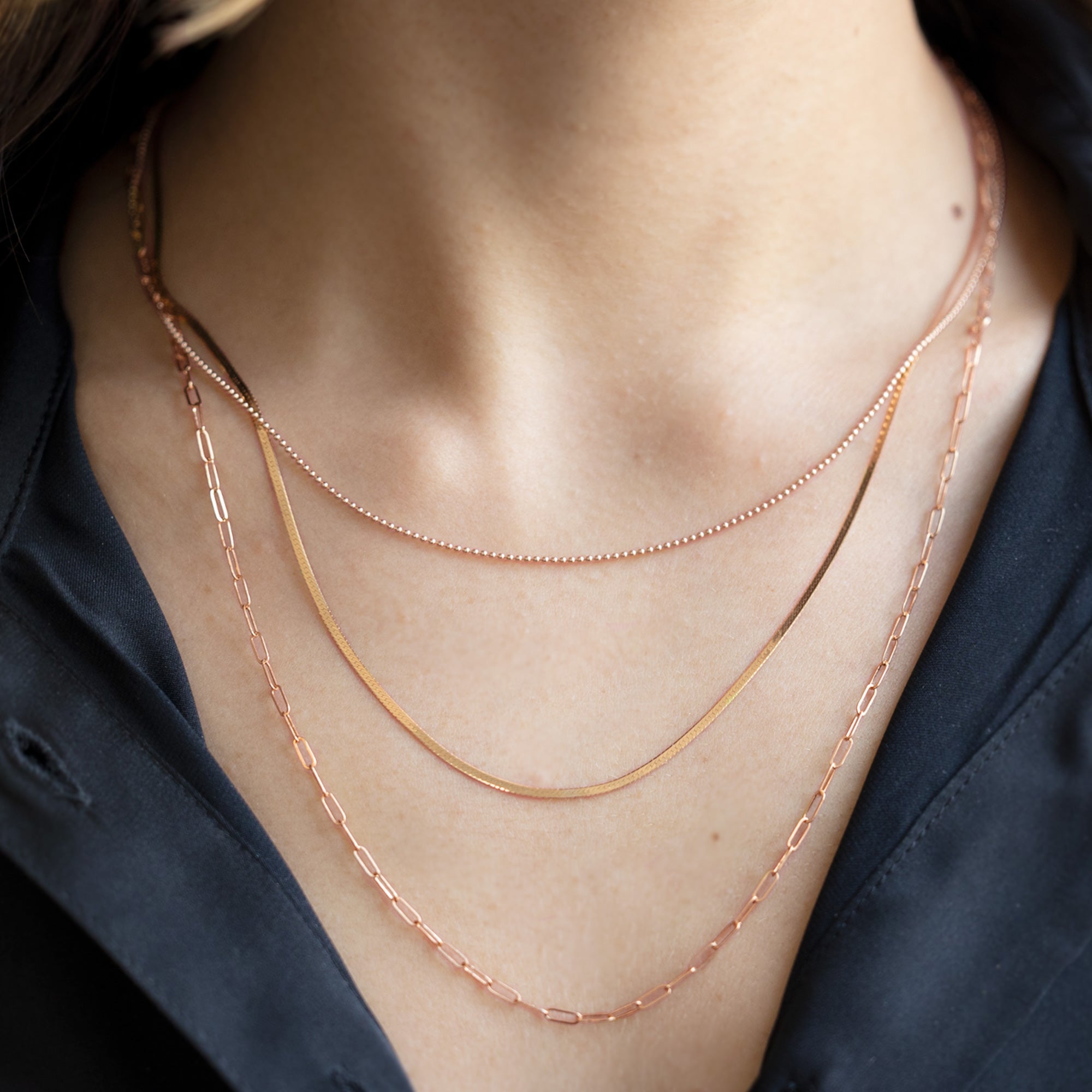 Alexis Russell Necklaces The Bead Chain Necklace | Rose Gold