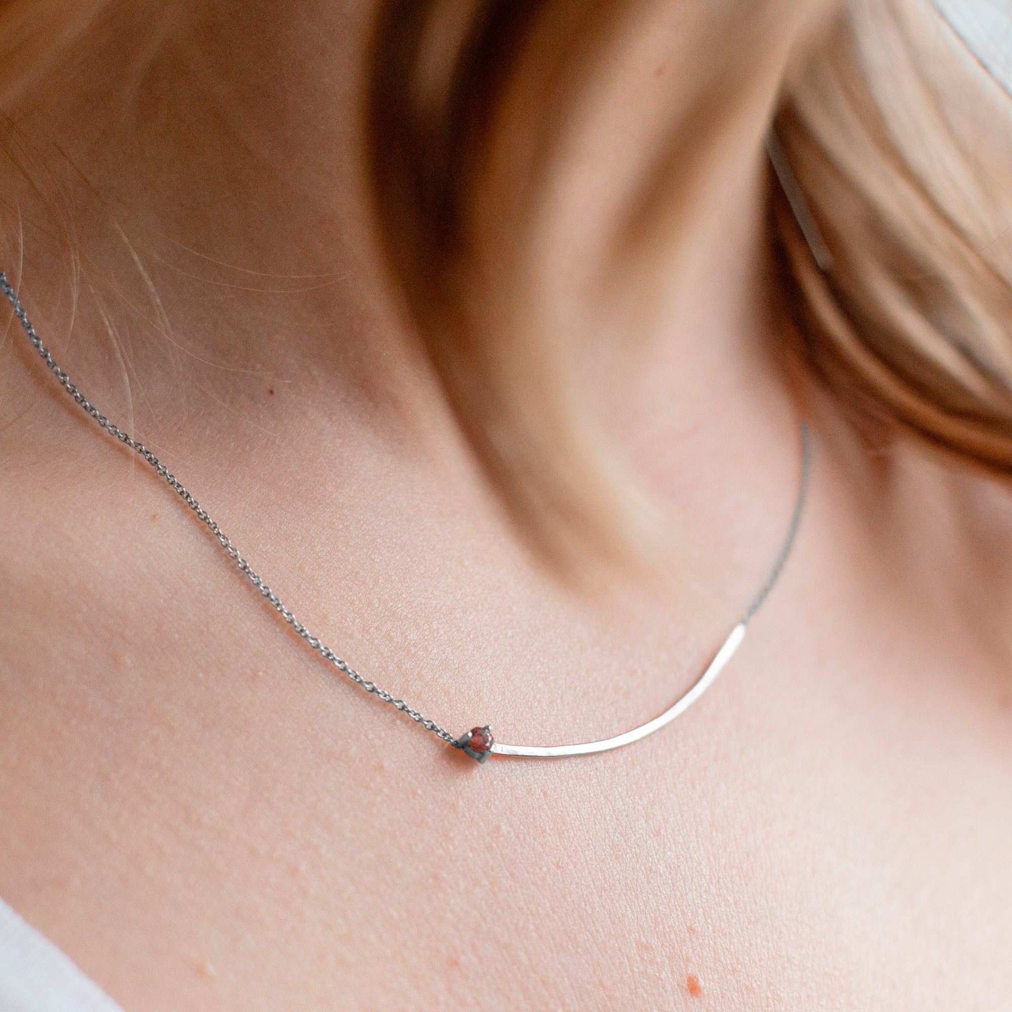 Alexis Russell Necklaces The Sunstone Gemstone Arc Necklace | Yellow, Rose or White Gold