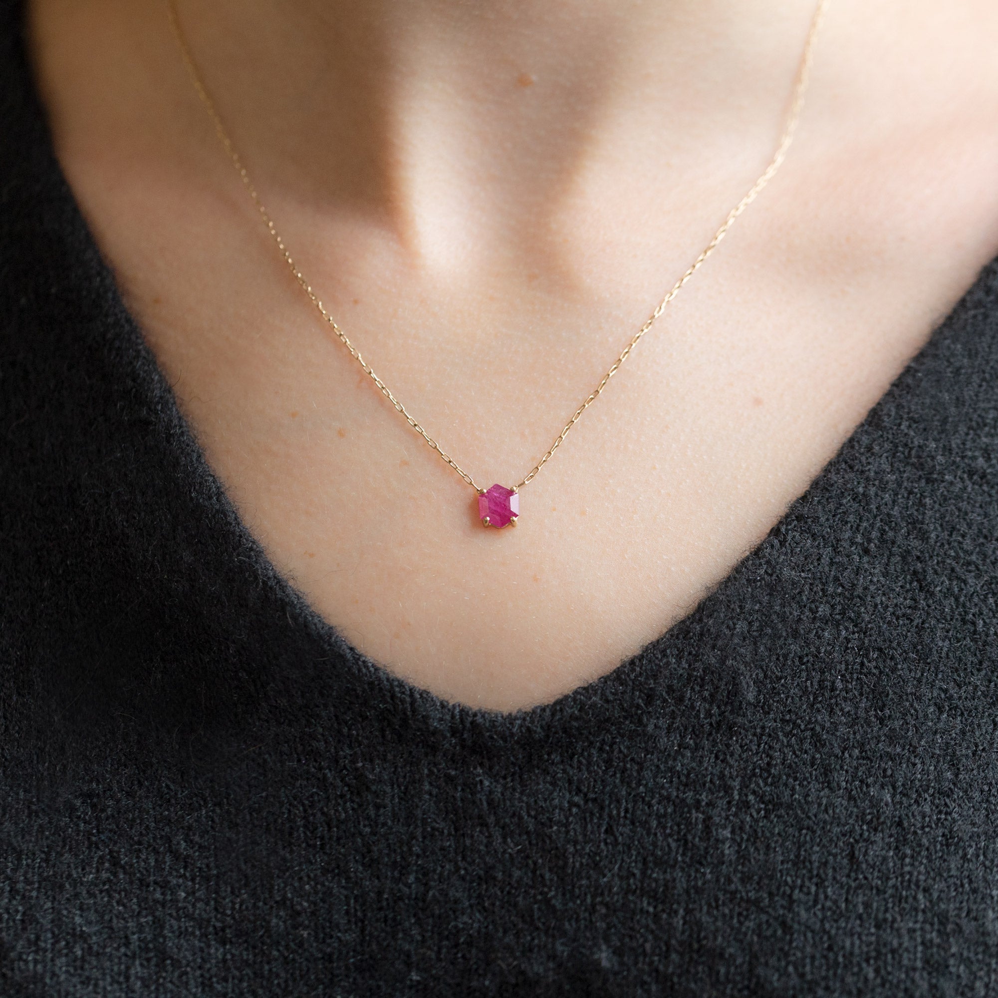 Alexis Russell Necklaces The Geometric Ruby Necklace | Yellow, Rose or Sterling Silver