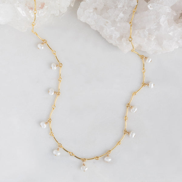 Alexis Russell Necklaces The Pearl Party Station Necklace | Yellow Gold