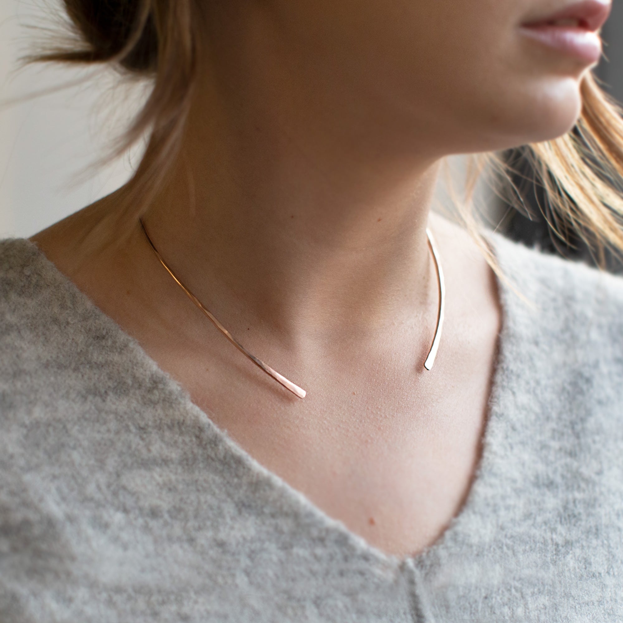 Alexis Russell Necklaces The Open Cuff Necklace | Yellow, Rose, or Sterling Silver