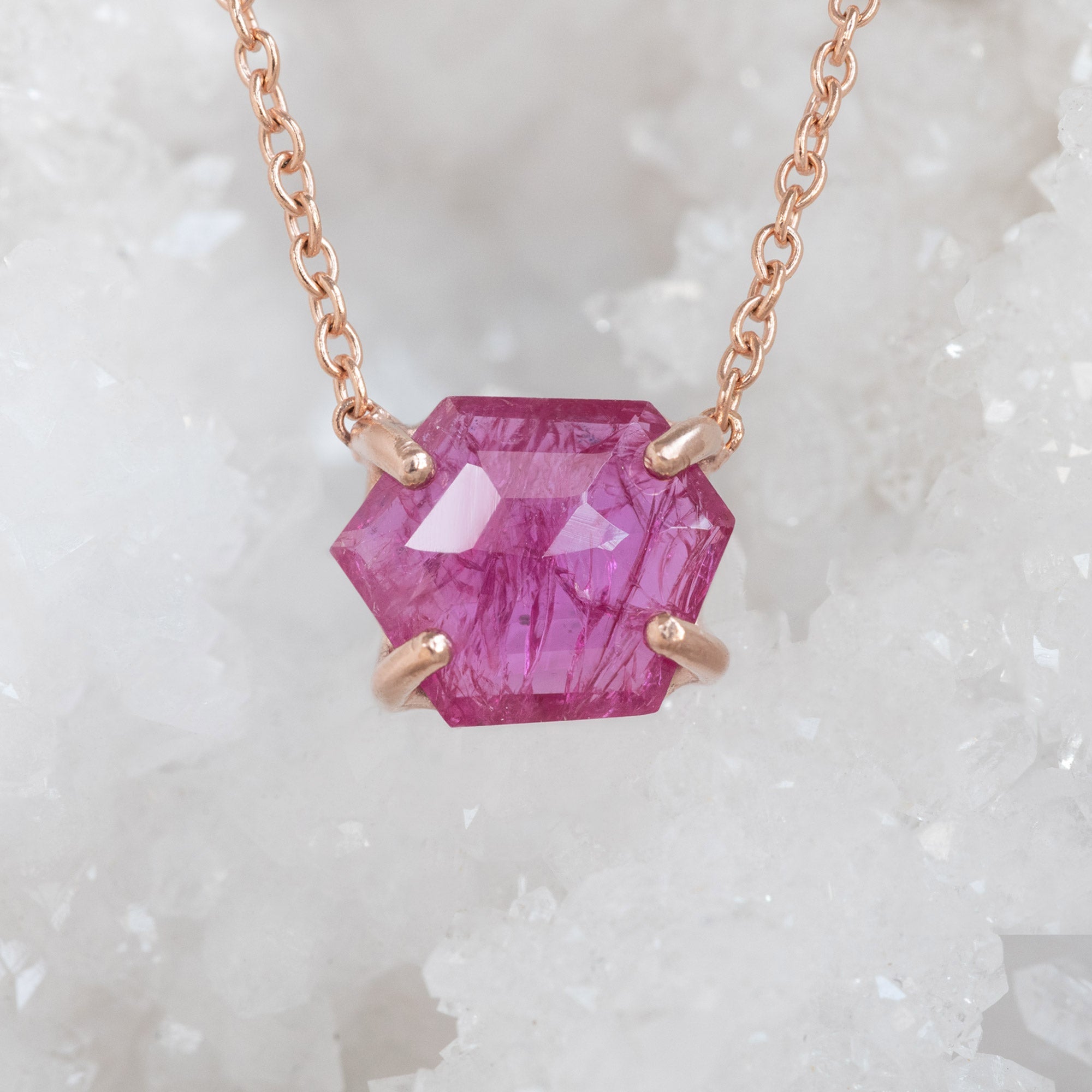 Alexis Russell Necklaces The Geometric Ruby Necklace | Yellow, Rose or Sterling Silver