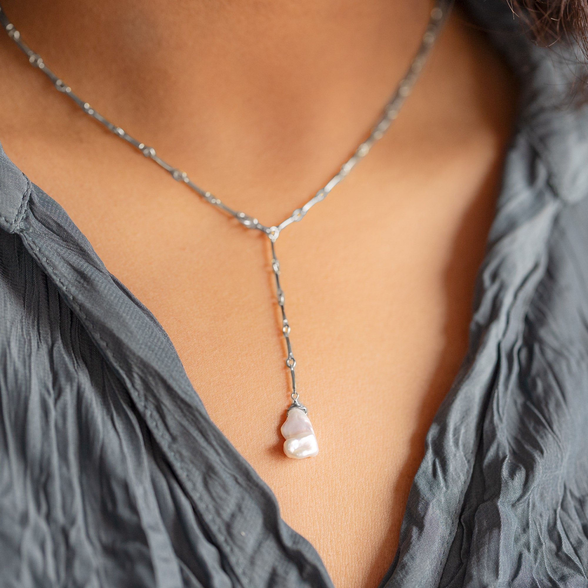 Alexis Russell Necklaces The Keshi Pearl Necklace | Sterling Silver