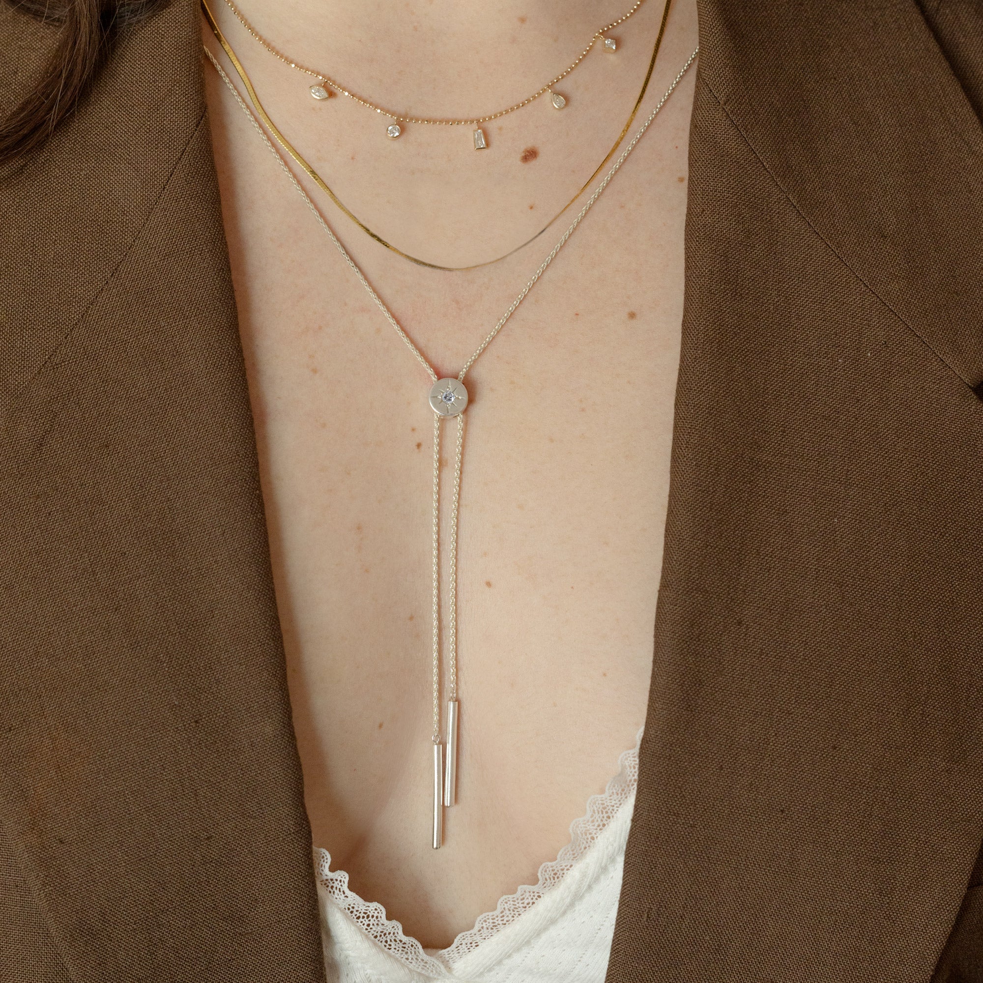 Alexis Russell  Necklaces The Amethyst Birthstone Bolo Lariat in Sterling Silver
