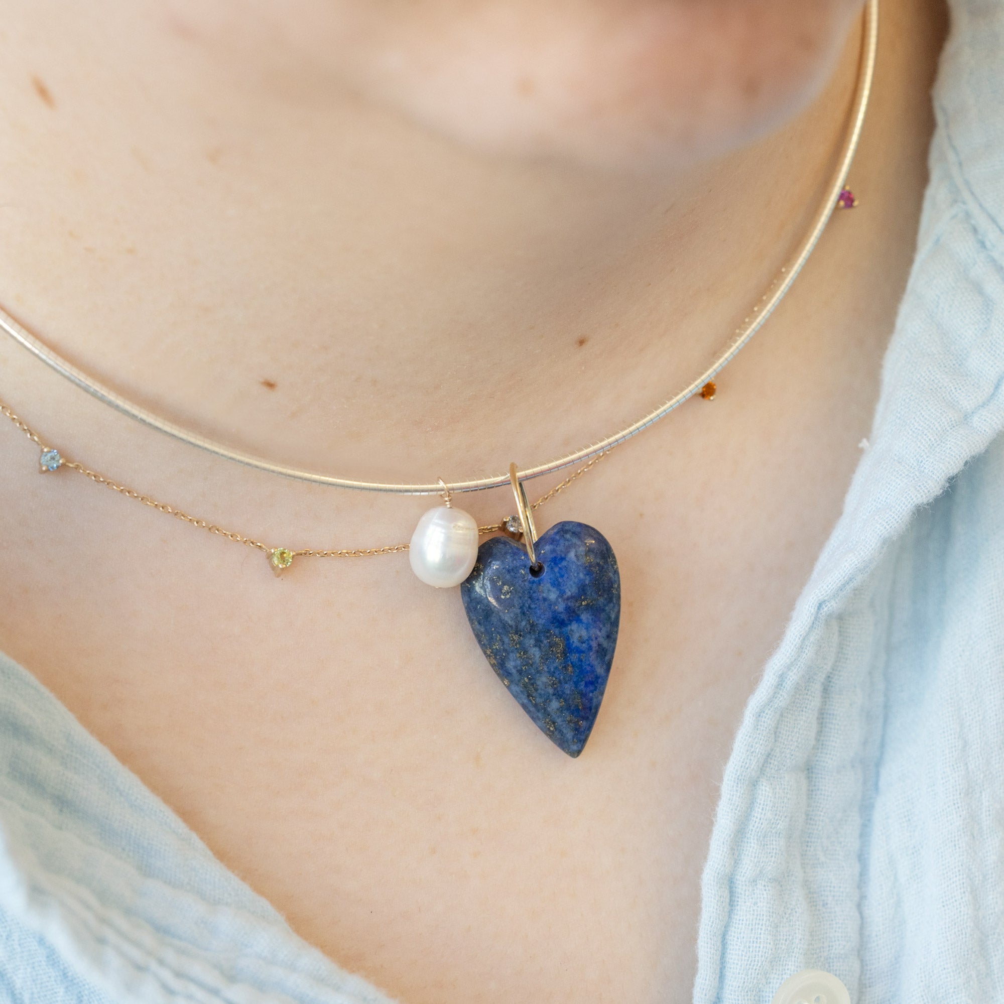Alexis Russell  Necklaces Gemstone Talisman Collar Necklace | Sterling Silver