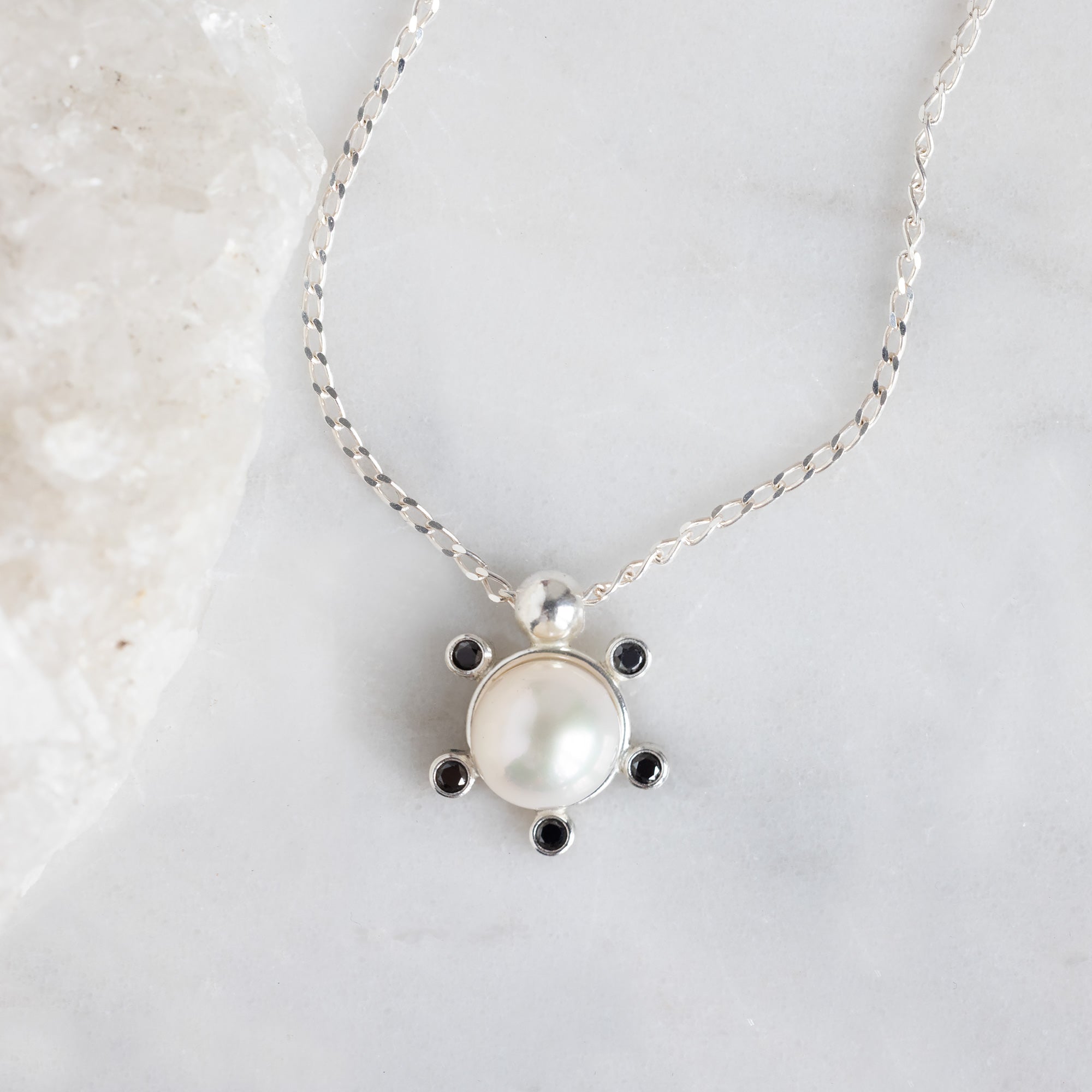 Alexis Russell Necklaces Pearl Compass Necklace | Sterling Silver