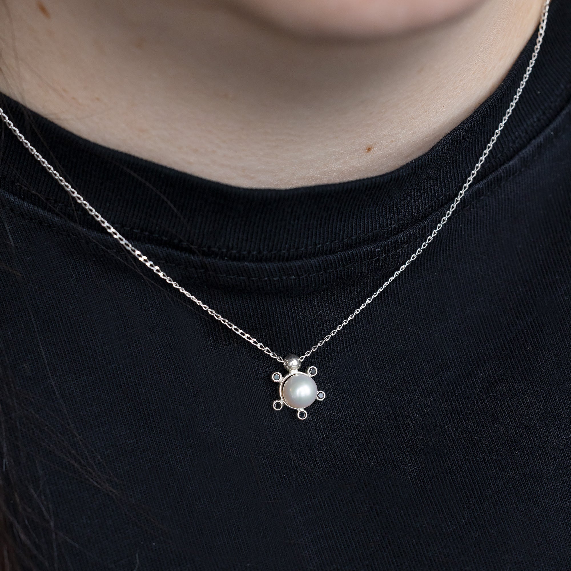 Alexis Russell Necklaces Pearl Compass Necklace | Sterling Silver