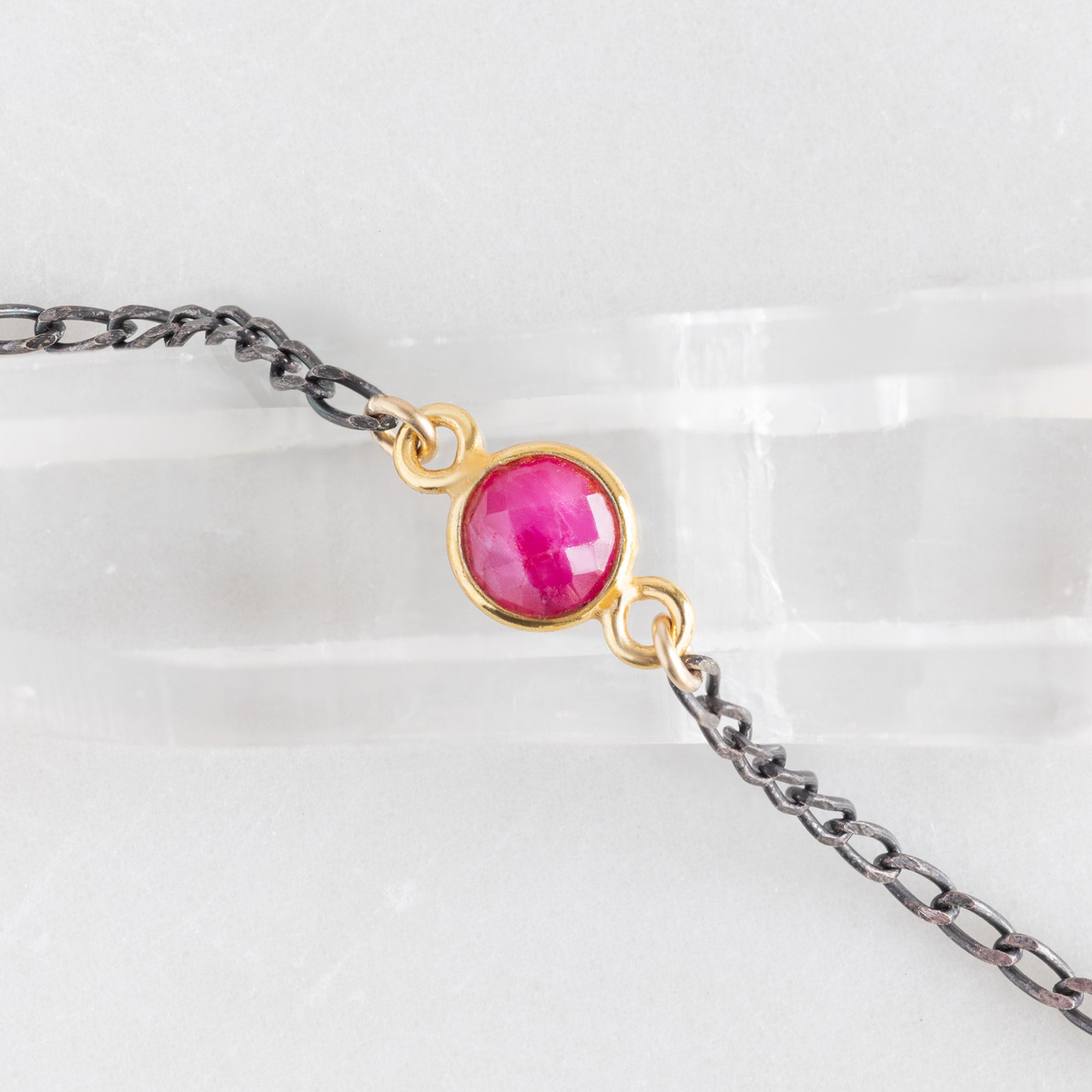 Alexis Russell Necklaces The Asymmetrical Ruby Gemstone Necklace | Sterling Silver