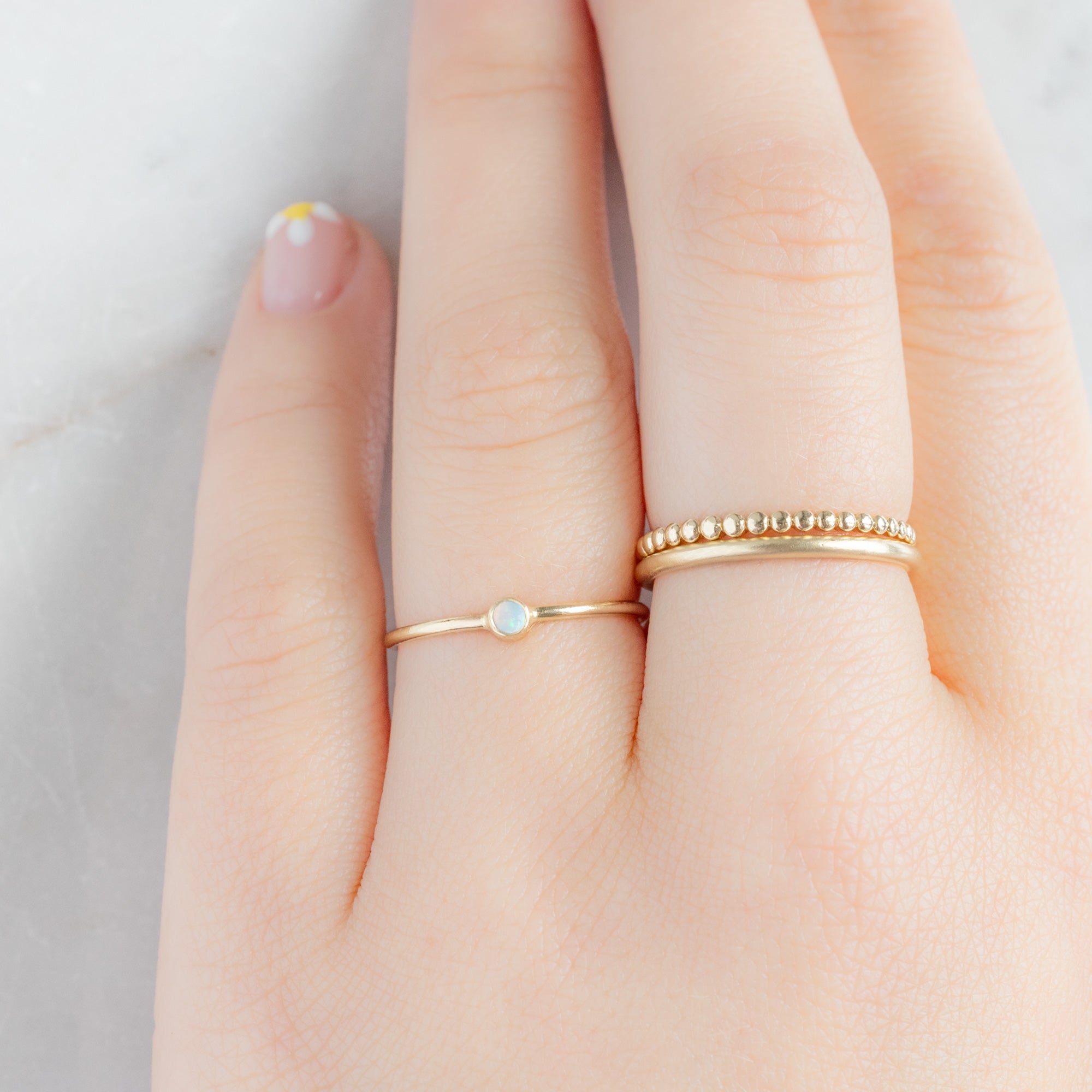 Alexis Russell Wedding Bands Opal Birthstone Stacking Ring | Yellow, Rose or White Gold
