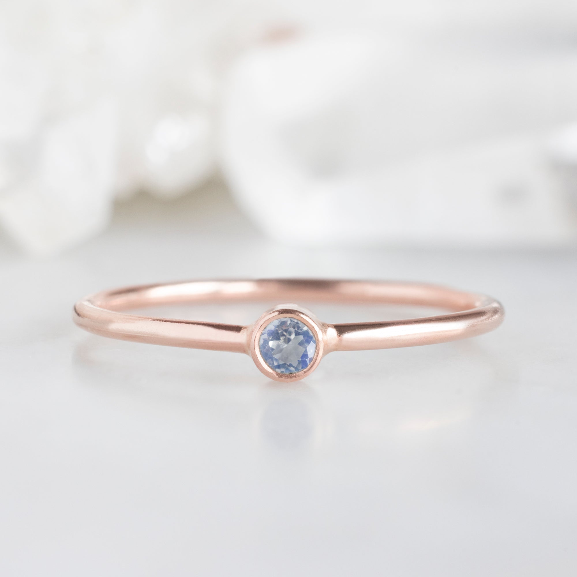 Alexis Russell Wedding Bands Moonstone Birthstone Stacking Ring | Yellow, Rose or White Gold