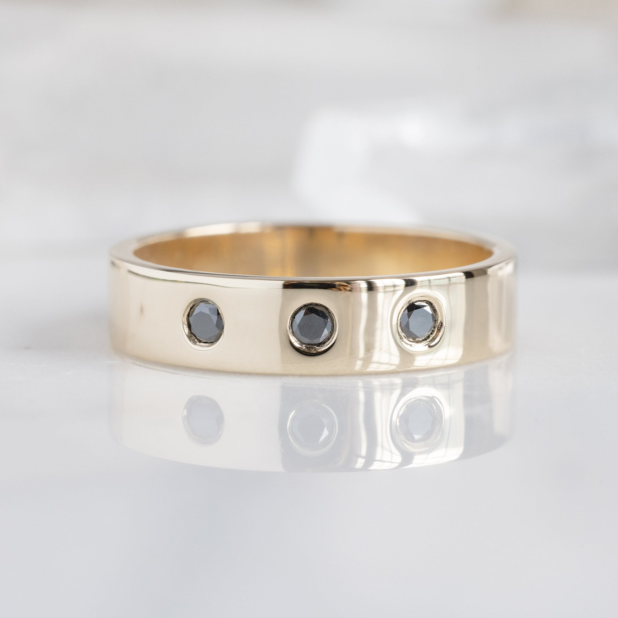 Alexis Russell Wedding Bands Gold Wedding Band with Black Diamonds | Yellow, Rose or White Gold