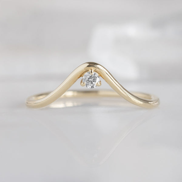 Alexis Russell Wedding Bands White Diamond Peak Stacking Band | Yellow, Rose or White Gold