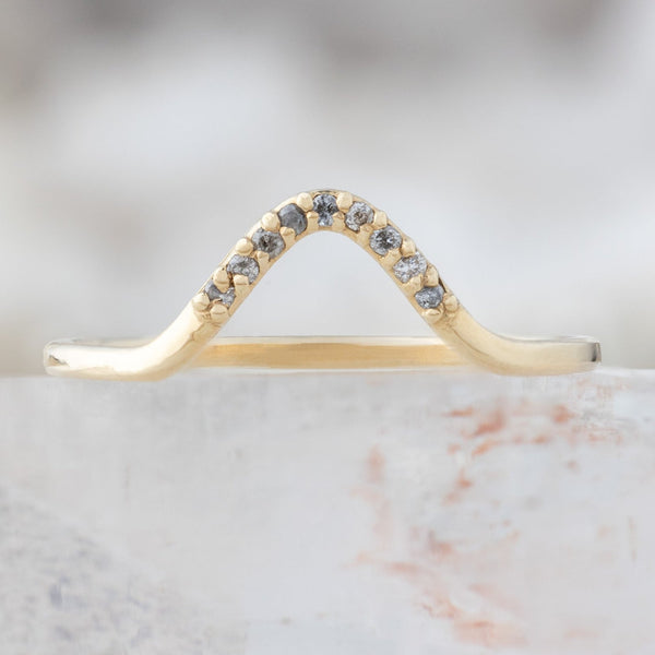 Alexis Russell Wedding Bands Salt and Pepper Diamond Pavé Peak Stacking Band | Yellow, Rose or White Gold