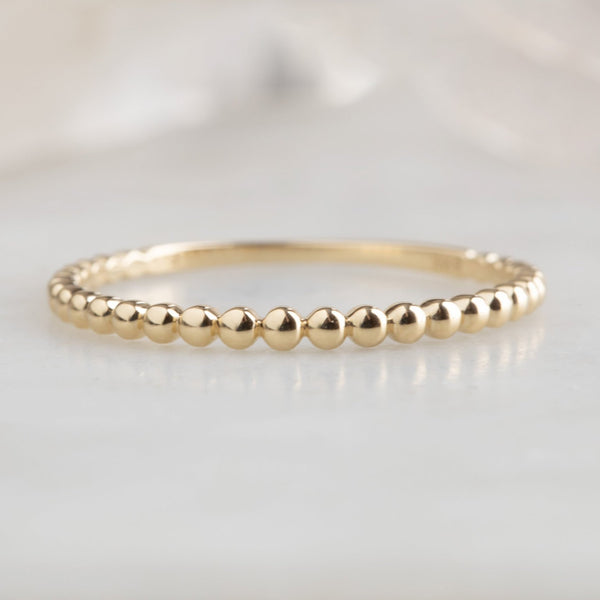Alexis Russell Wedding Bands The Gold Beaded Stacking Band | Yellow or Rose Gold
