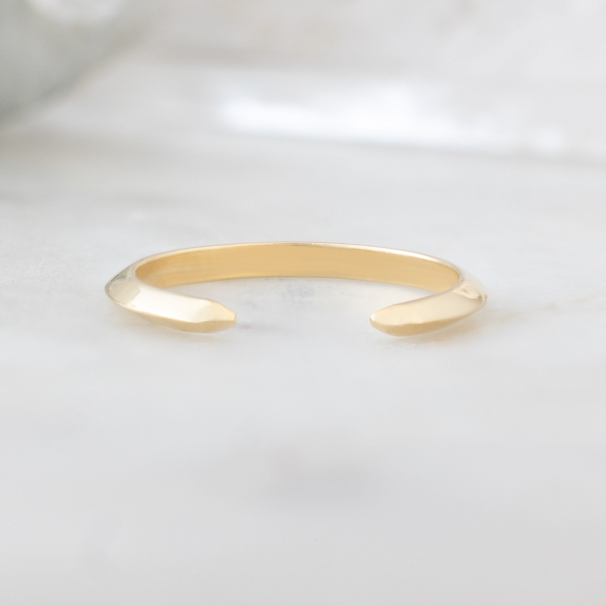 Alexis Russell Wedding Bands Open Cuff Knife Edge Gold Stacking Band | Yellow, Rose or White Gold