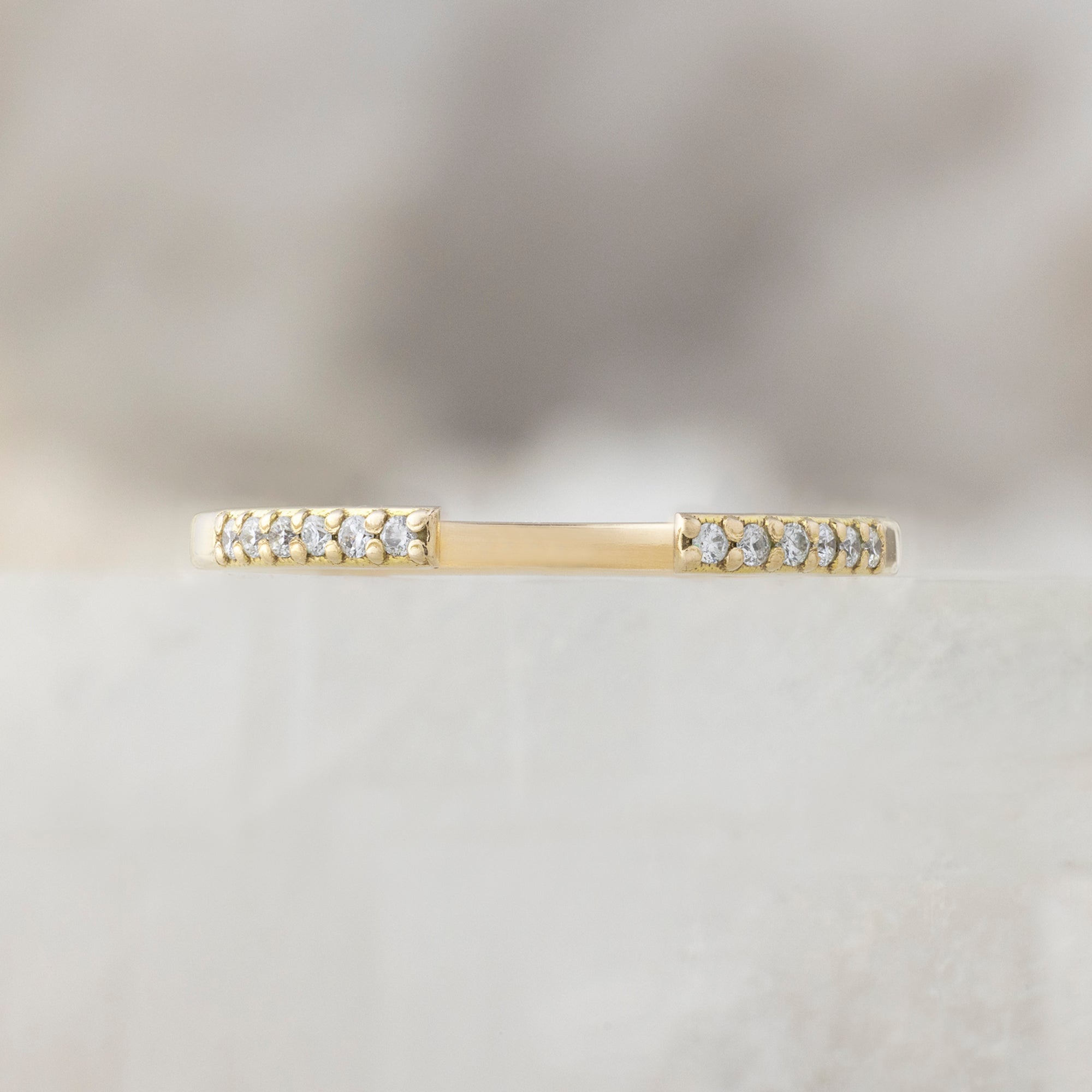 One of a Kind Open Cuff Salt and Pepper Diamond Pavé Stacking Band | 14K or 18K Yellow Gold