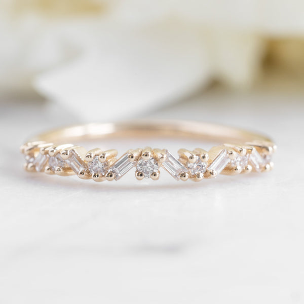 Alexis Russell Wedding Bands The Baguette Confetti Wedding Band | Yellow, Rose or White Gold
