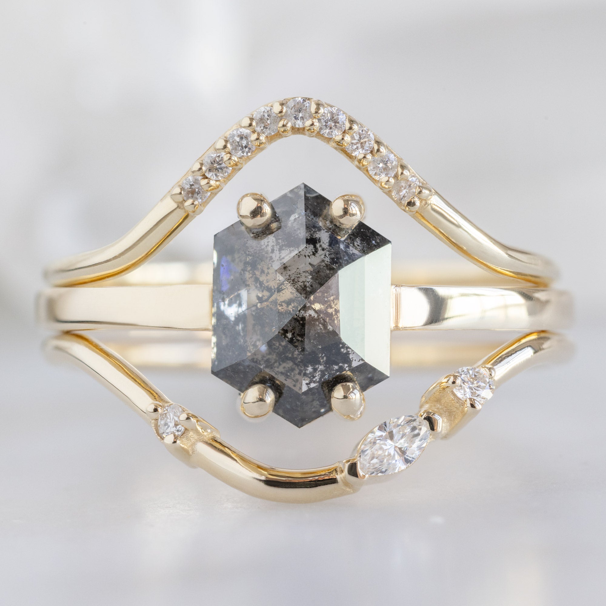 Alexis Russell  Wedding Bands Asymmetrical Marquise Diamond Arc Stacking Band | Yellow, Rose or White Gold