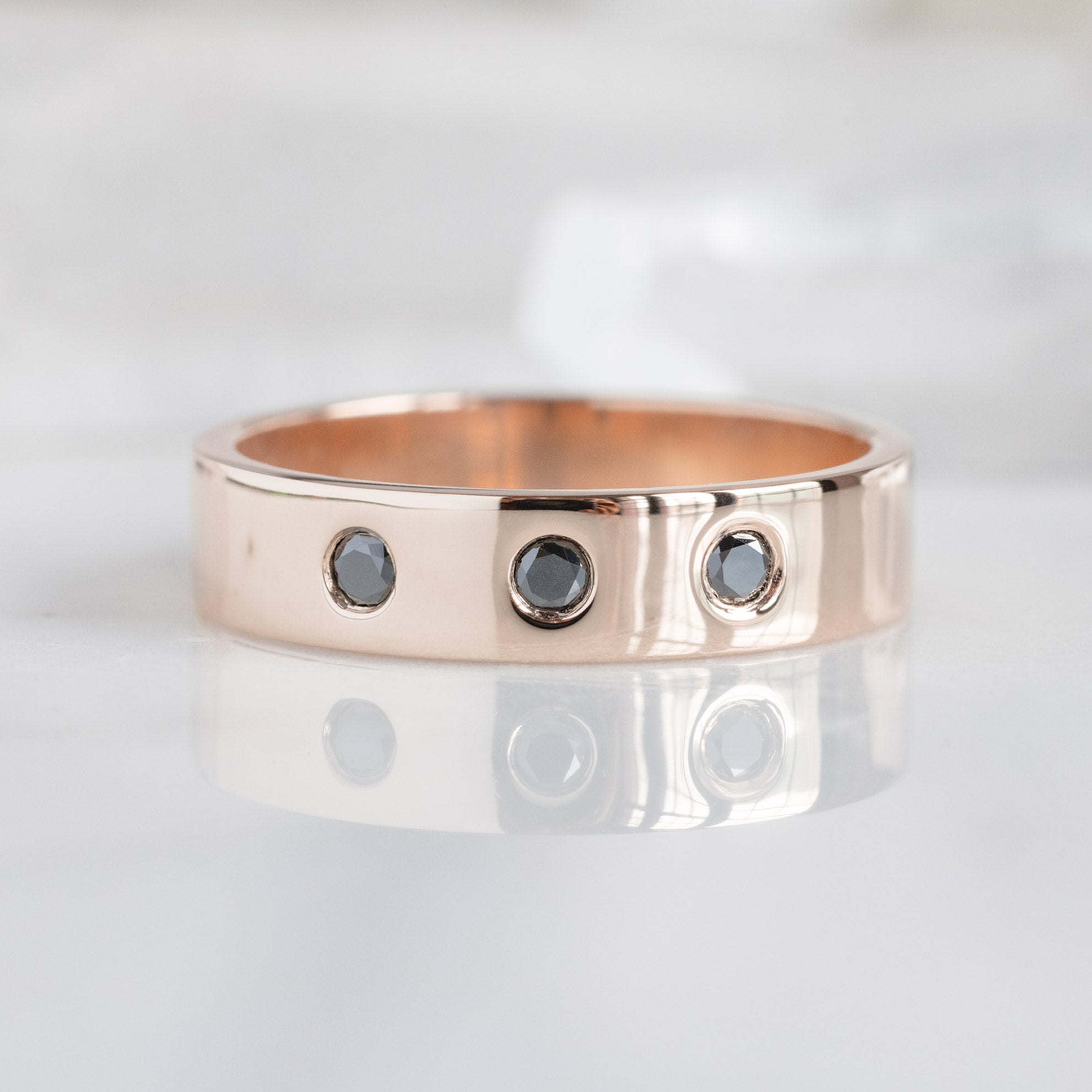 Alexis Russell Wedding Bands Gold Wedding Band with Black Diamonds | Yellow, Rose or White Gold