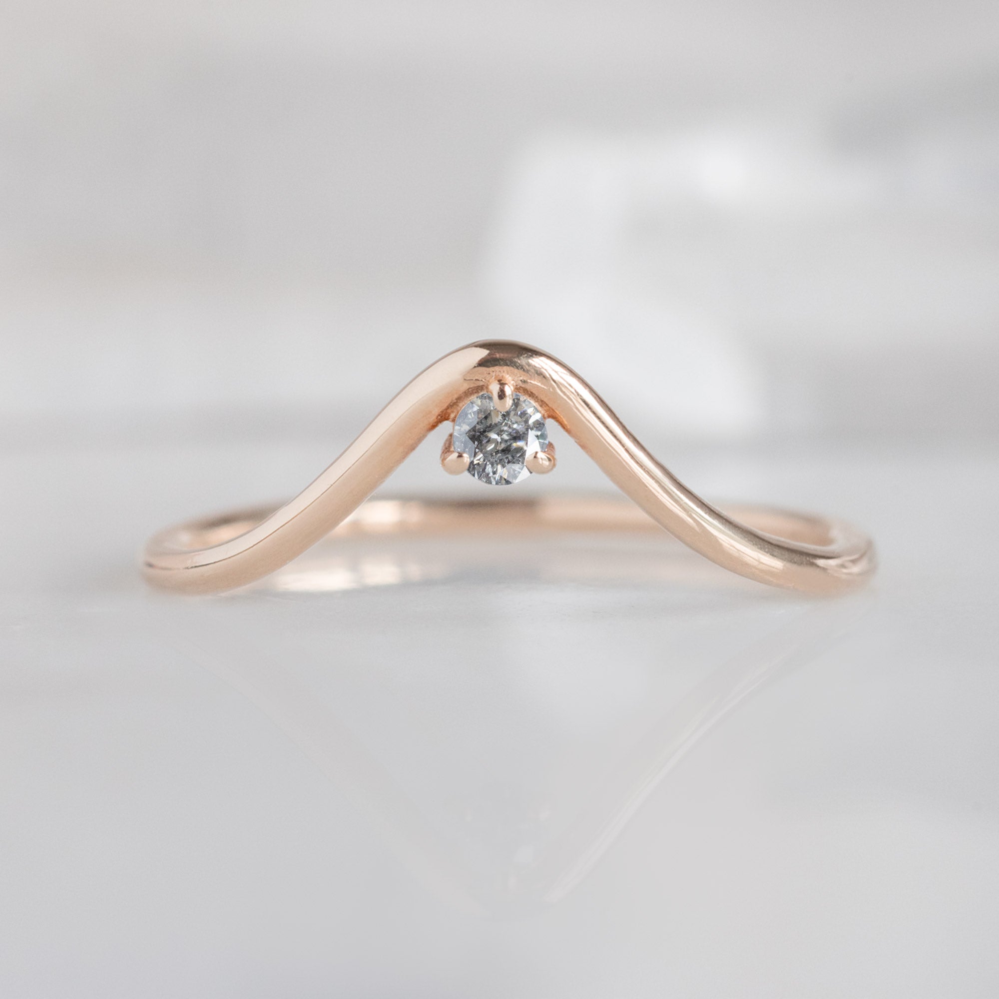Alexis Russell Wedding Bands Salt and Pepper Diamond Peak Stacking Band | Rose Gold