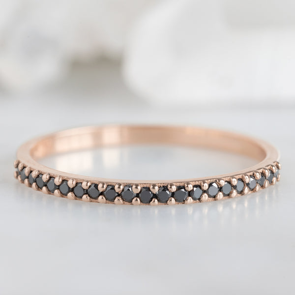Alexis Russell Wedding Bands The Black Diamond Pavé Wedding Band | Yellow, Rose or White Gold