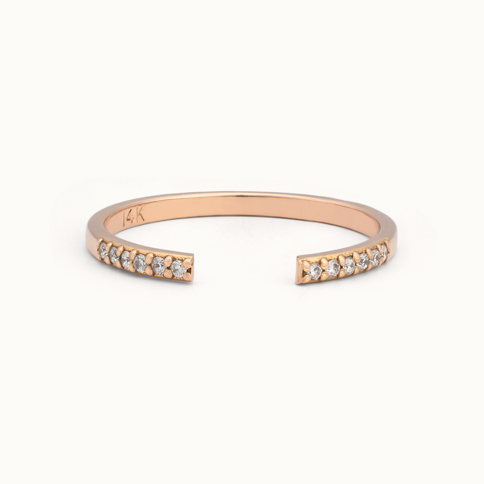 One of a Kind Open Cuff Salt and Pepper Diamond Pavé Stacking Band | 14K or 18K Rose Gold