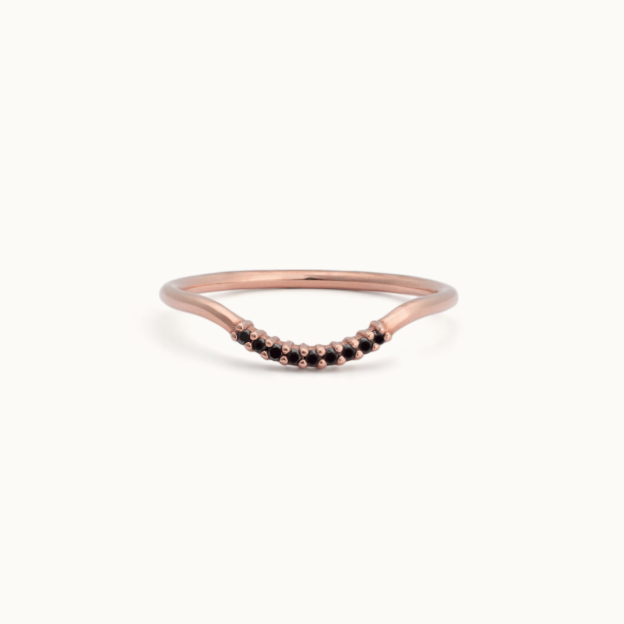 One of a Kind Black Diamond Pavé Arc Stacking Band | 14K or 18K Rose Gold