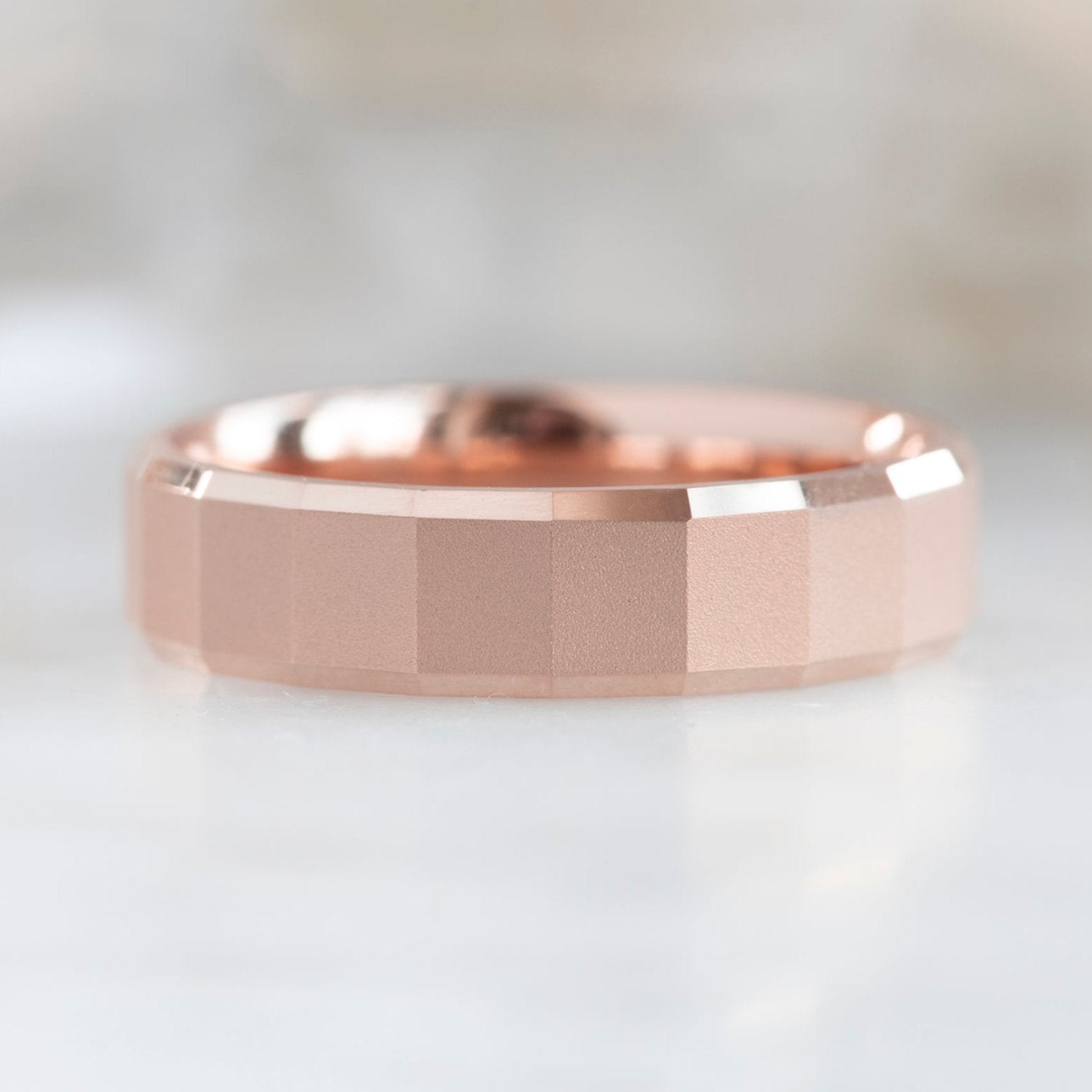 Alexis Russell Wedding Bands The Faceted Gold Wedding Band | Rose Gold