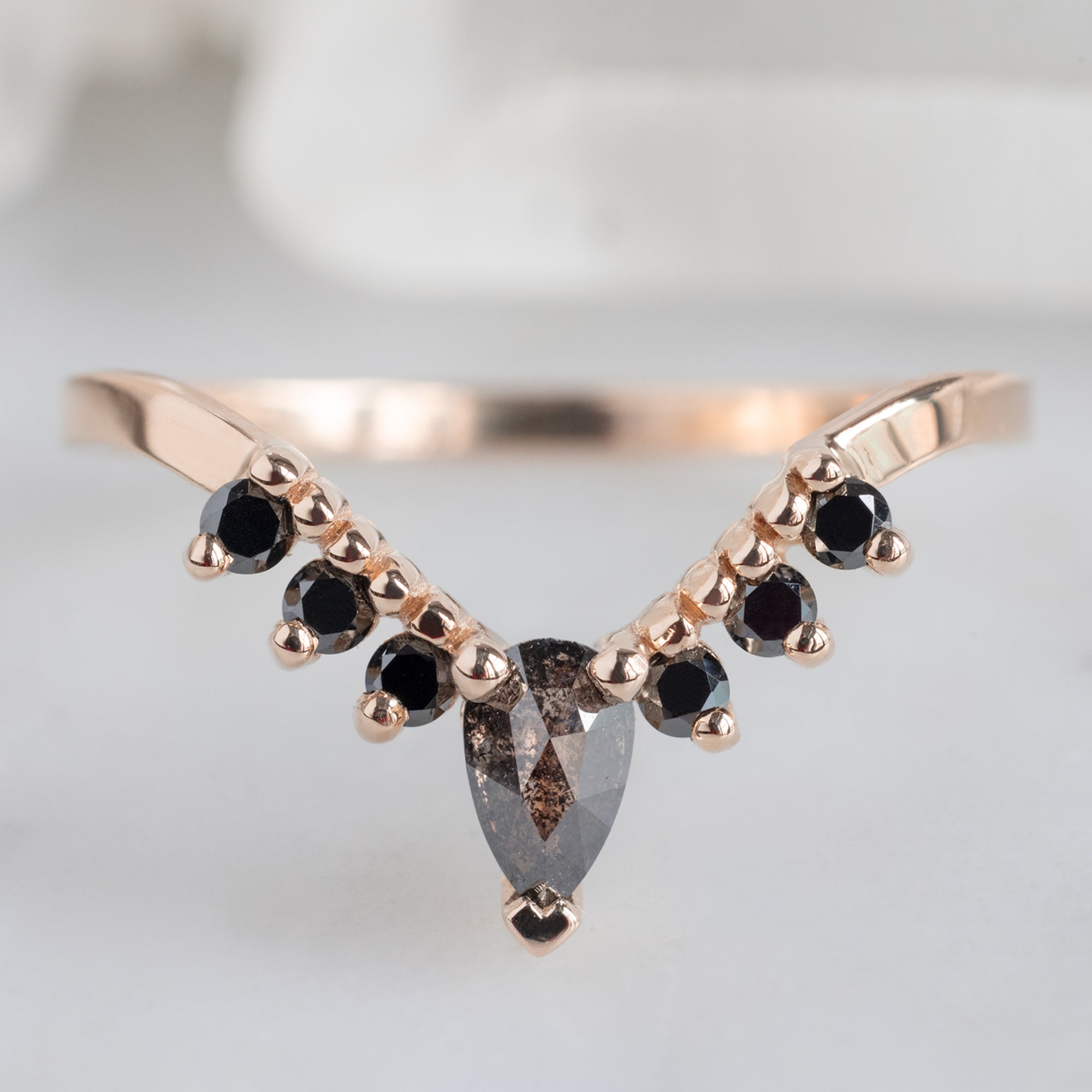 Alexis Russell Wedding Bands Black Diamond Sunburst Stacking Band | Yellow, Rose or White Gold