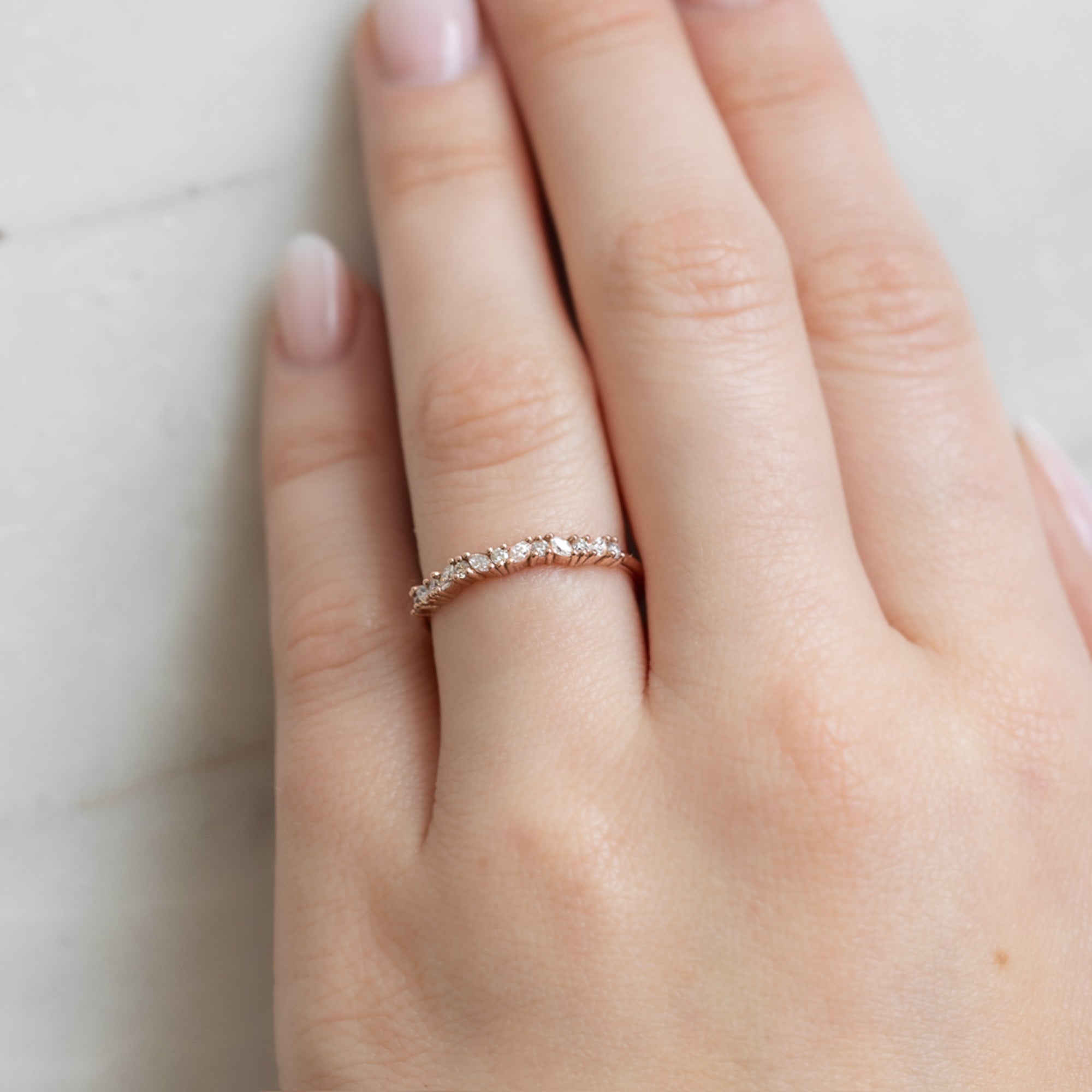 Alexis Russell Wedding Bands The Marquise Confetti Wedding Band | Yellow, Rose or White Gold