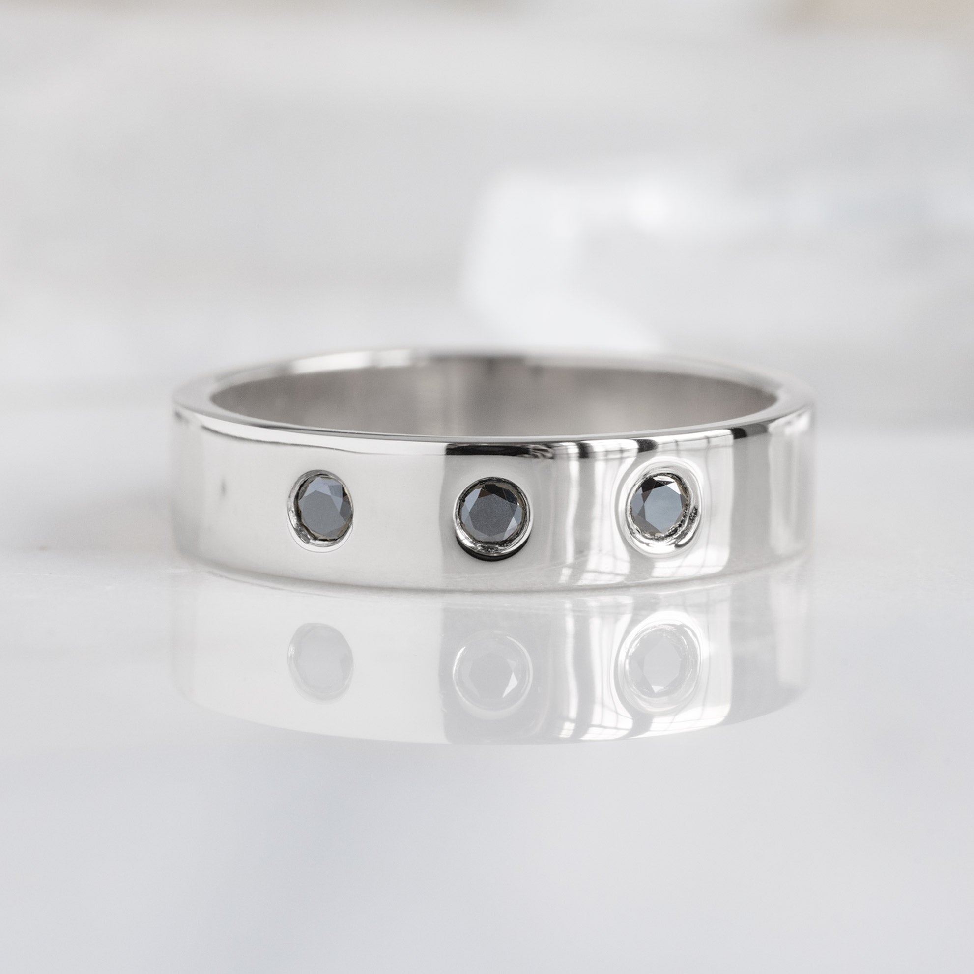 Alexis Russell Wedding Bands Gold Wedding Band with Black Diamonds | Yellow, Rose or White Gold