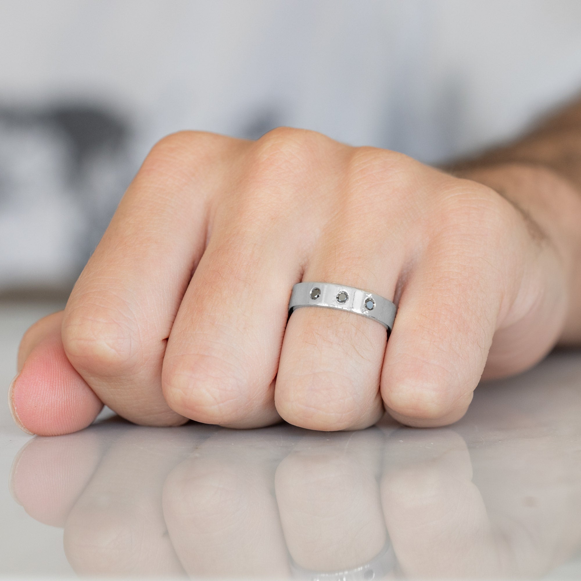 Alexis Russell Wedding Bands Gold Wedding Band with Black Diamonds | Yellow, Rose or White Gold