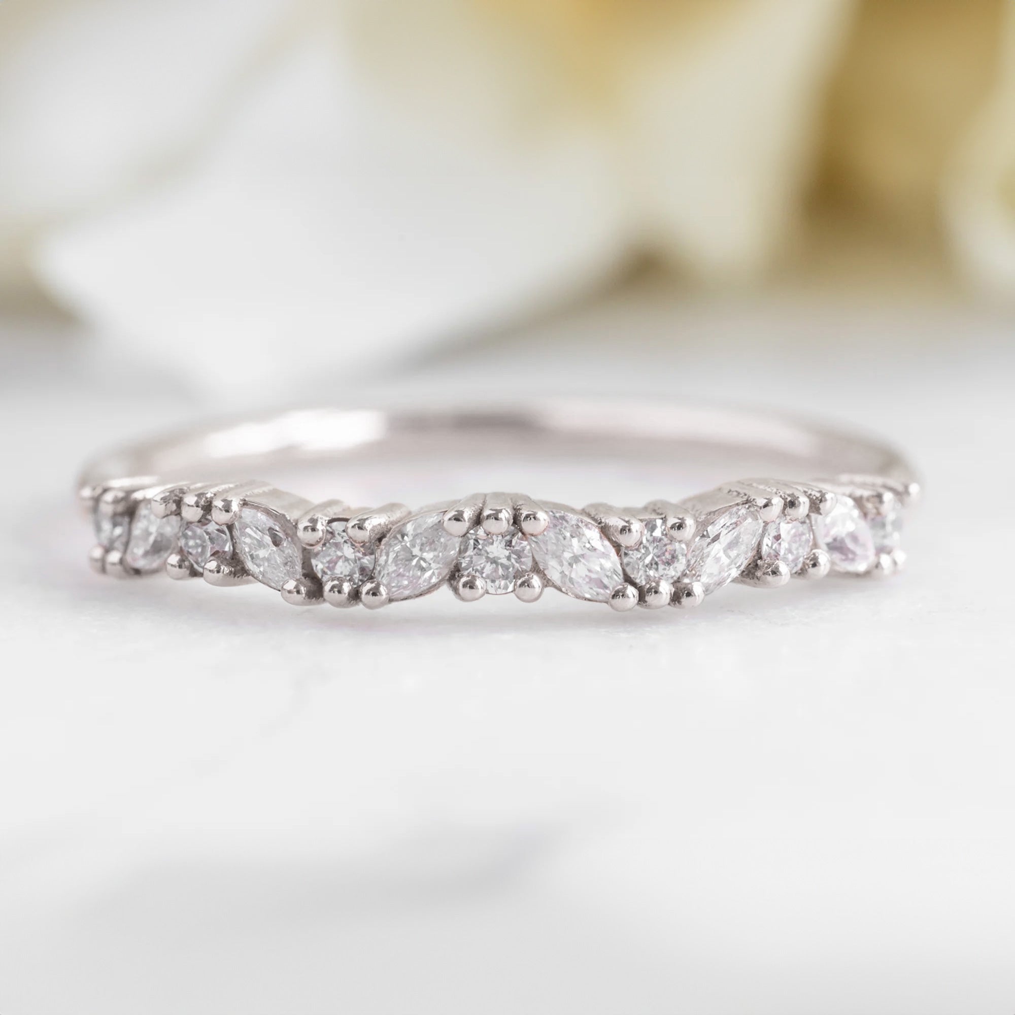 Alexis Russell Wedding Bands The Marquise Confetti Wedding Band | Yellow, Rose or White Gold
