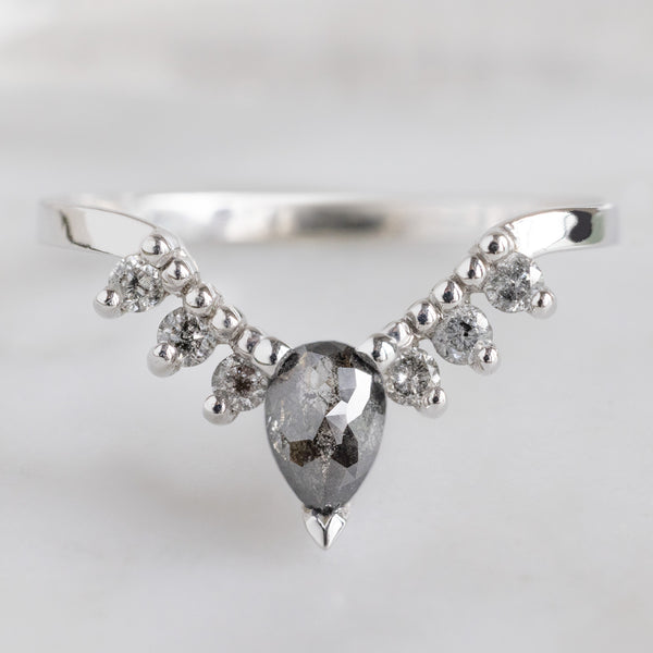 Alexis Russell  Wedding Bands Black + Salt and Pepper Diamond Sunburst Stacking Band | Yellow, Rose or White Gold