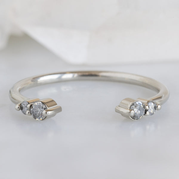 Alexis Russell  Wedding Bands The Luxe Open Cuff Round Salt and Pepper Diamond Stacking Band | Yellow, Rose or White Gold