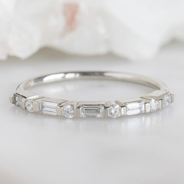 Alexis Russell  Wedding Bands The Luxe Baguette White Diamond Eternity Band | Yellow, Rose or White Gold